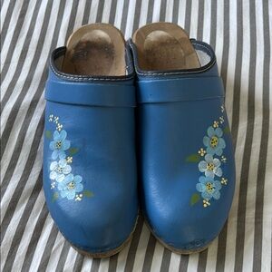 Swedish clogs, hand painted leather